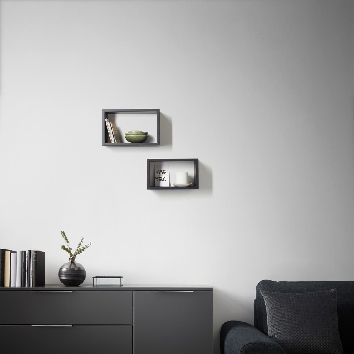 Wandregalset in Schwarz - Schwarz, Modern, Holzwerkstoff (39/35/25/21/15cm) - Mömax