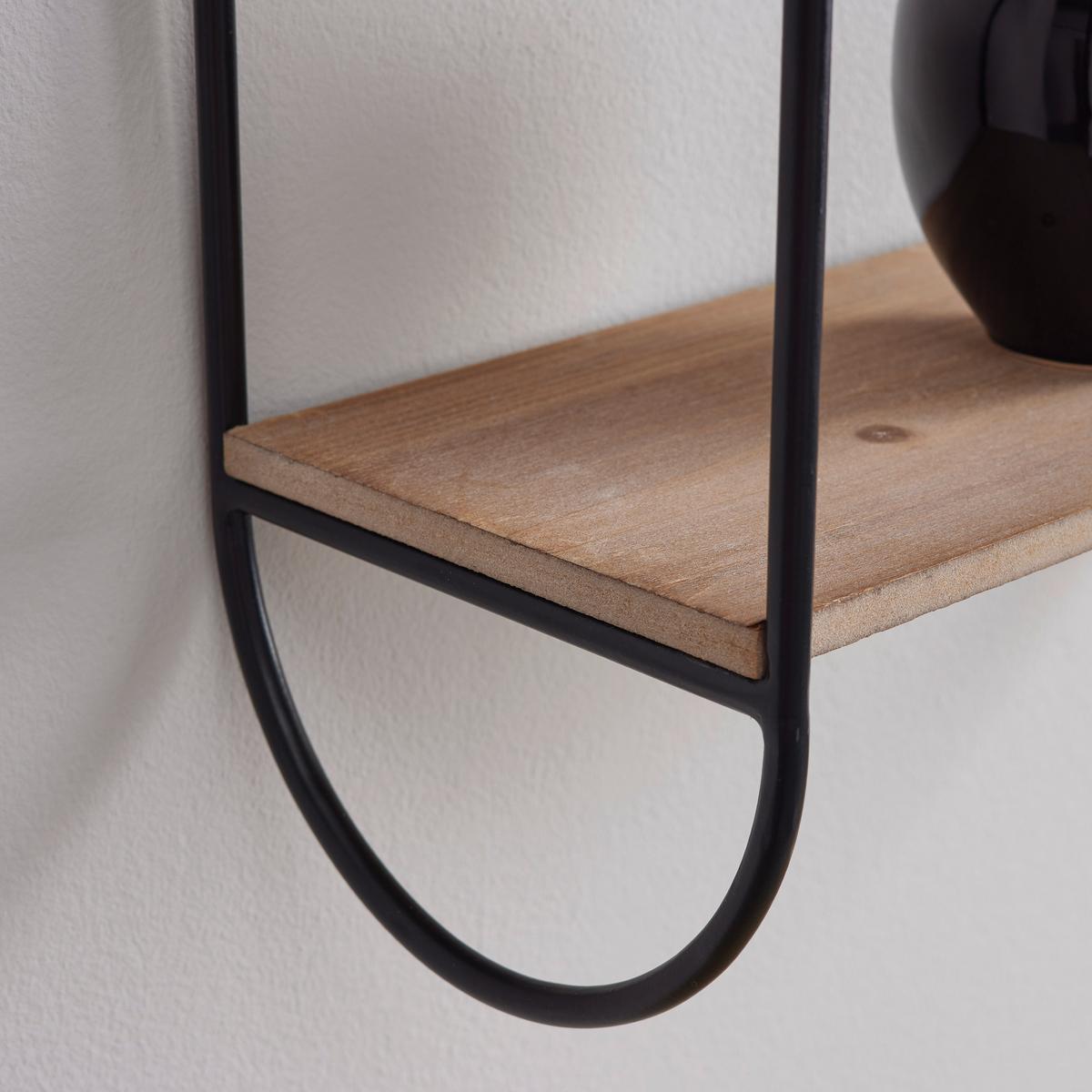 Wandgeral Lelia Natur/Schwarz Echtholz mit Spiegel - Goldfarben/Schwarz, MODERN, Glas/Holz (37/75/17cm) - Bessagi Home