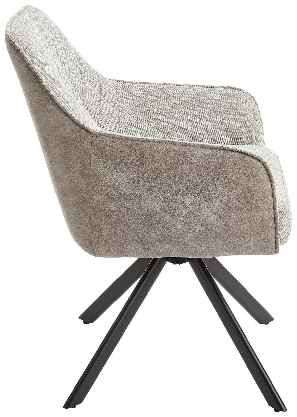 KRZESŁO Z PODŁOKIETNIKAMI JULE - beżowy/czarny, Modern, metal/drewno (60/87/65cm) - Livetastic