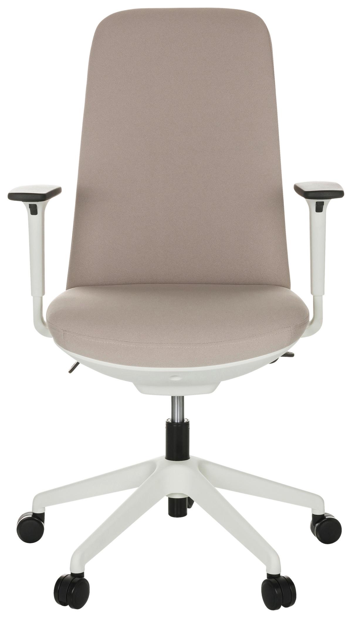 Pisarniški Stol Nestora, Bež - bela/bež, Basics, umetna masa/tekstil (70/103-113/70cm) - MID.YOU