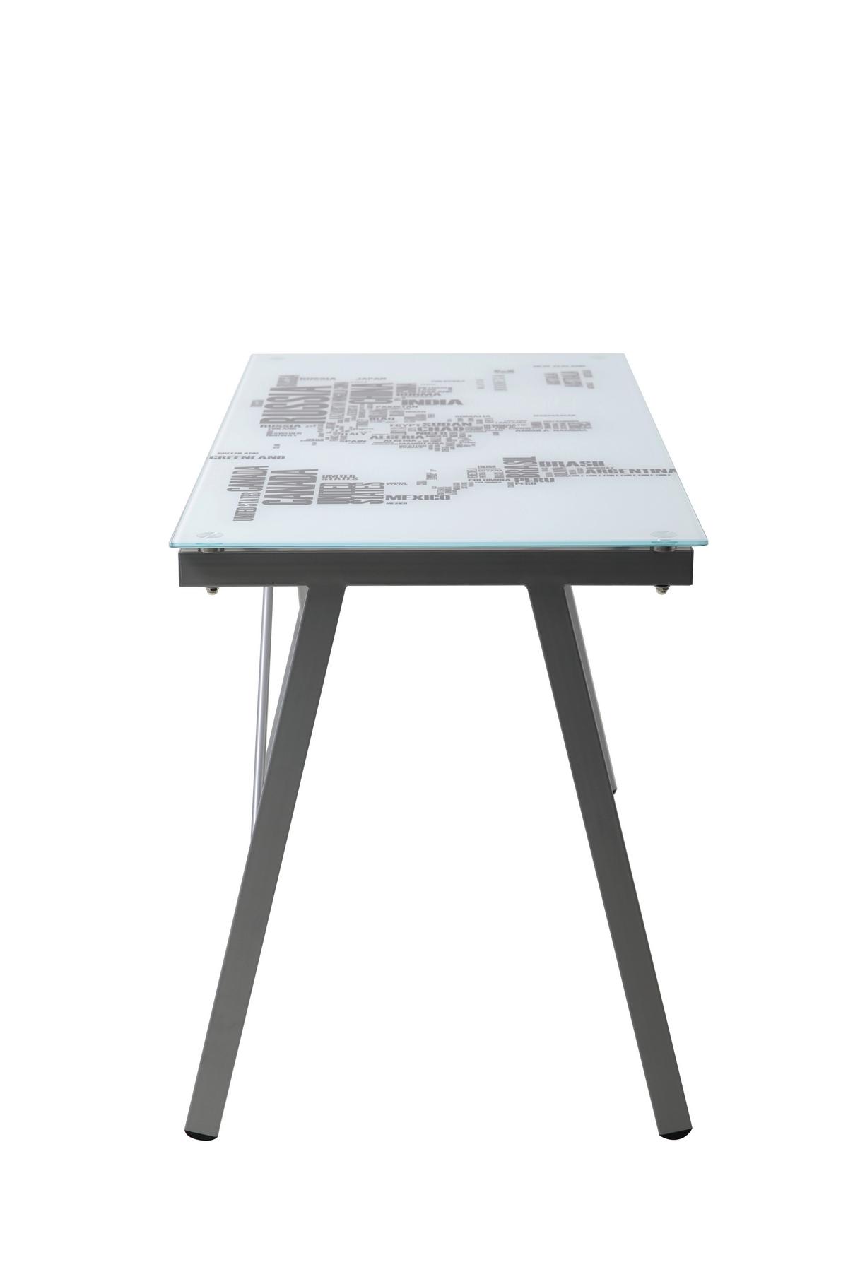 Schreibtisch mit Glasplatte Grau/Weiß ca. 113x58x73cm - Weiß/Grau, Design, Glas/Metall (113/58/73cm) - Livetastic