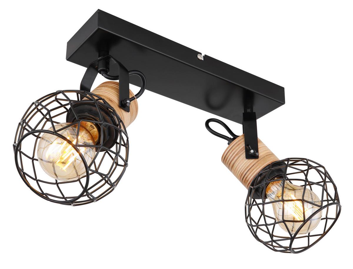 Strahler Lacky Braun/Schwarz max. 60 Watt - Schwarz/Braun, LIFESTYLE, Holz/Metall (29/12/20cm) - Globo