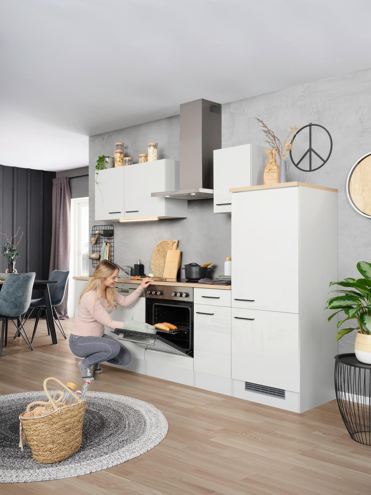 Küchenblock Levi Hellgrau - Hellgrau/Schwarz, MODERN, Holzwerkstoff (270cm) - FlexWell