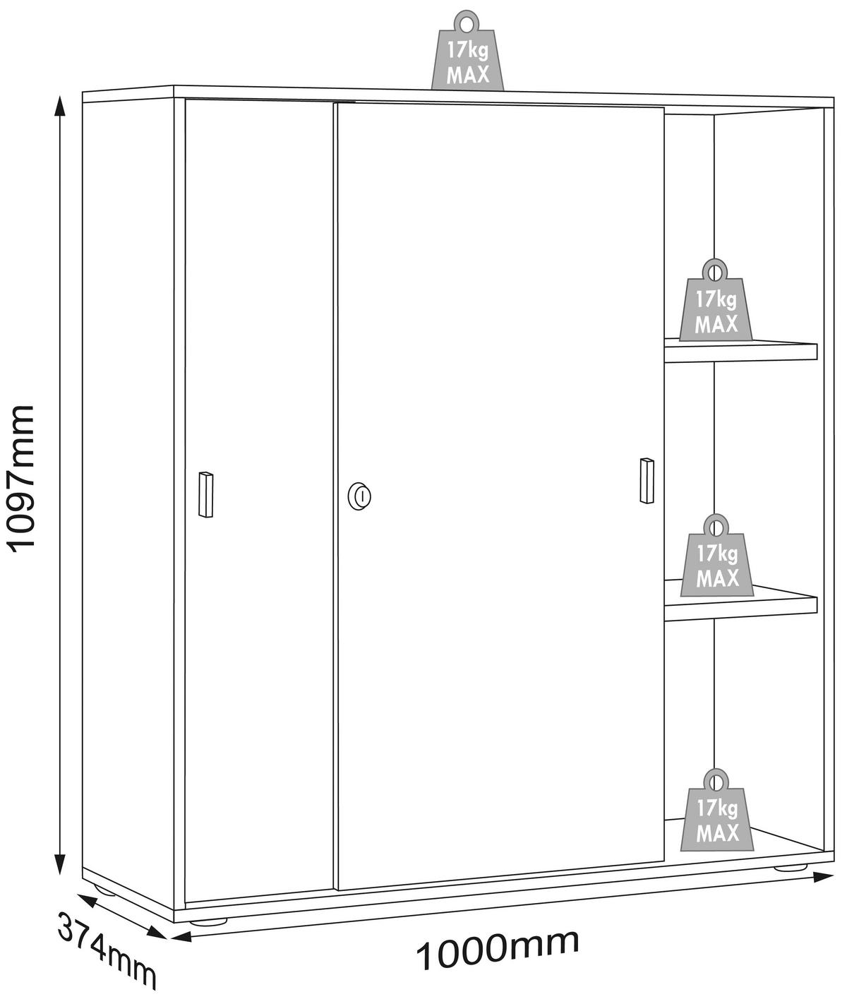 AKTENSCHRANK SALIA B100 - Honigeiche/Anthrazit, Design, Holzwerkstoff (100/110/37cm) - MID.YOU