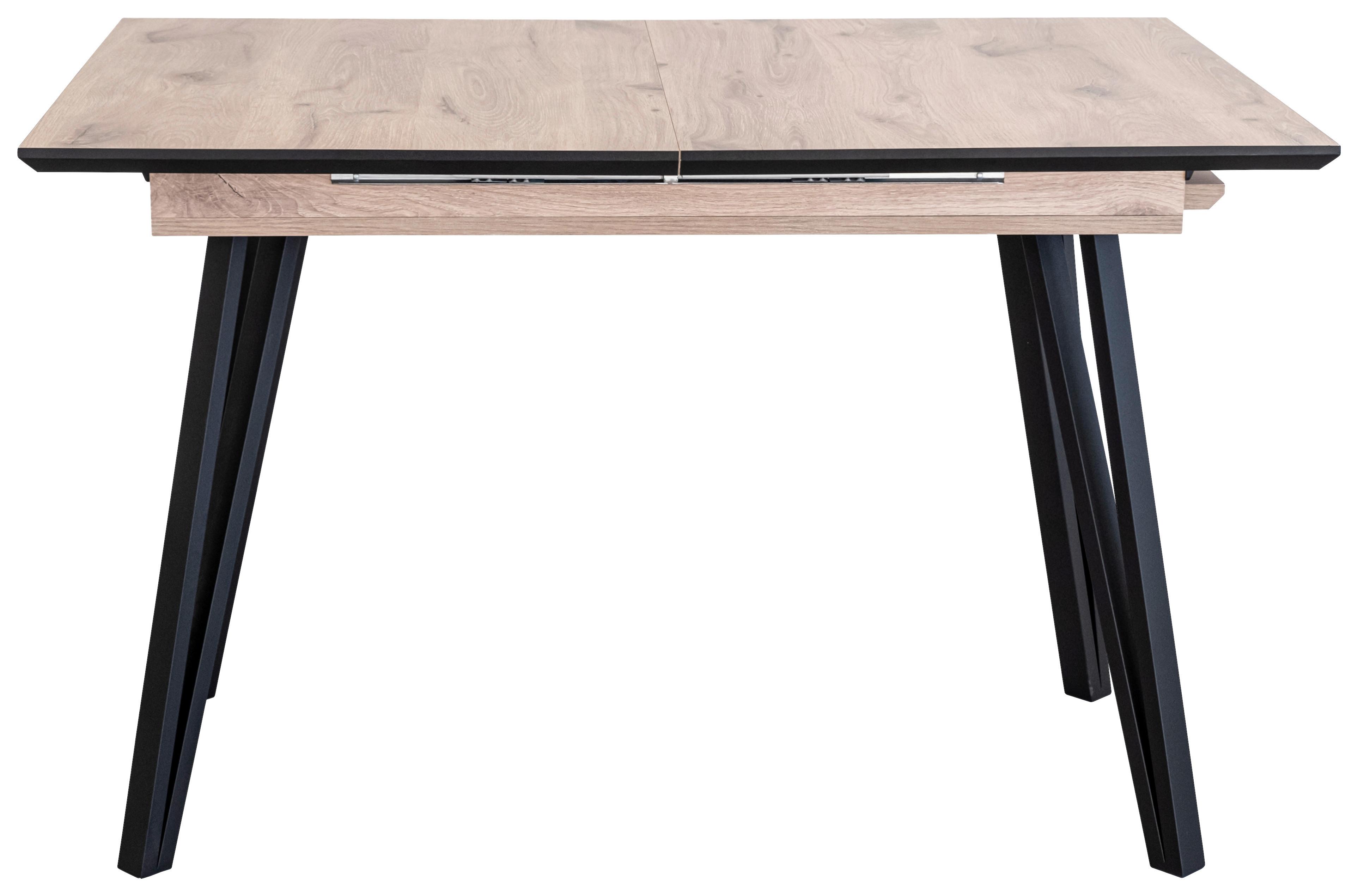 Ausziehtisch Daniel Giga S Eichefarben ca. 120-160cm - Eichefarben/Schwarz, Modern, Holzwerkstoff/Metall (120-160/80/75cm) - Mömax