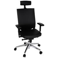 Drehstuhl Porto Max High Schwarz ca. 59x117x49cm - Schwarz/Alufarben, MODERN, Leder/Kunststoff (59/117/49cm) - MID.YOU