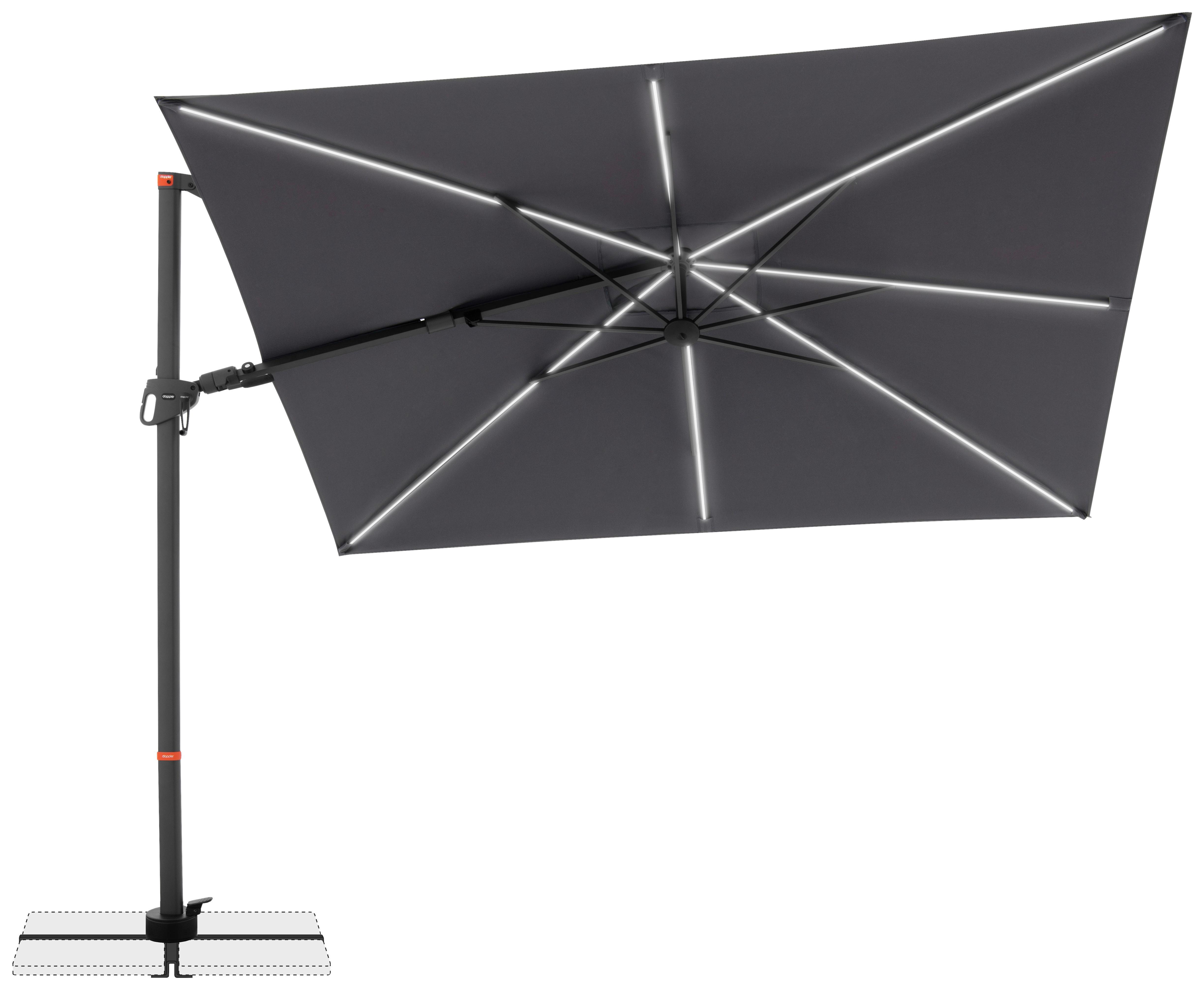 Ampelschirm Myzone LED Anthrazit ca. 300x220cm - Anthrazit, Basics, Textil/Metall (300/220cm) - Doppler