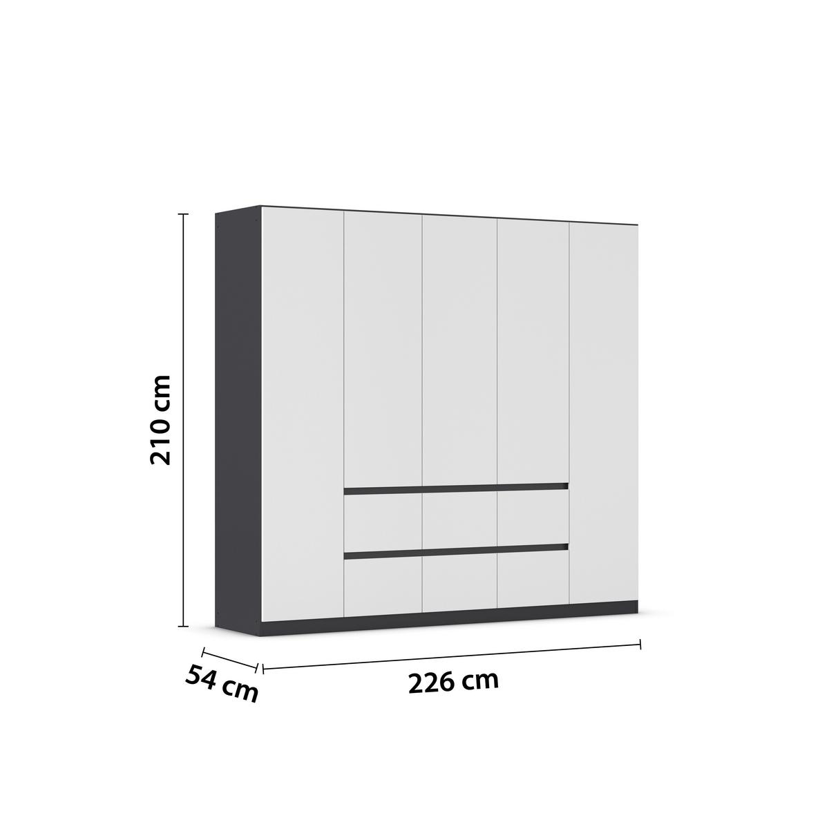 DULAP  USI ROTATIVE MAINZ - alb/gri, Basics, material pe bază de lemn (226/210/54cm) - Modern Living