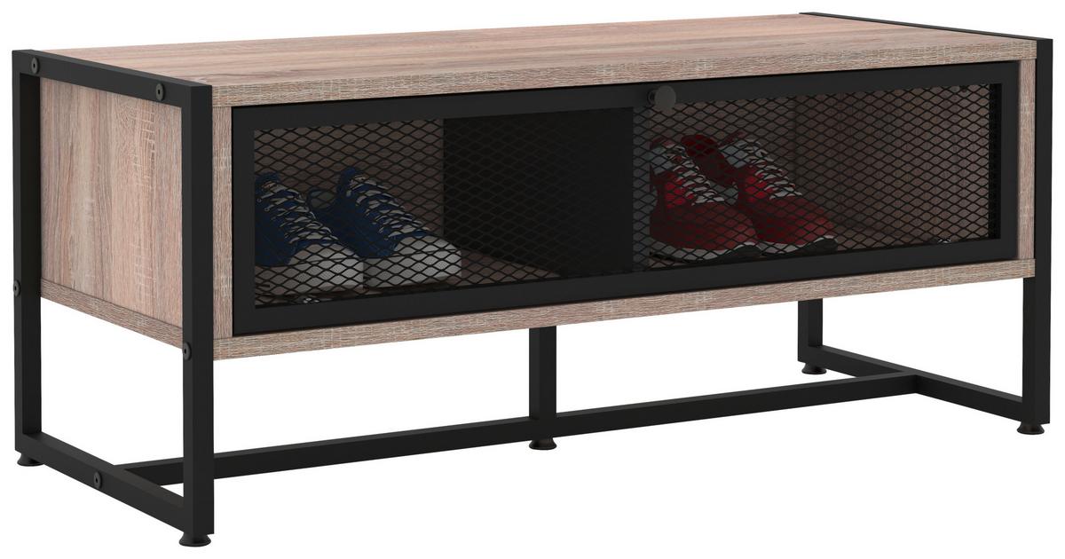 ŁAWKA Z PÓŁKĄ NA BUTY MELA SIDEBOARD - czarny/kolor dębu sonoma, Modern, metal/drewno (95/40/41cm) - P & B