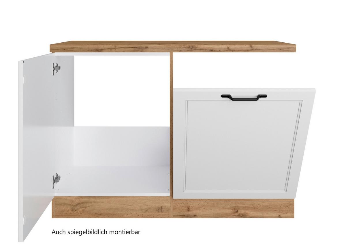 Spülenunterschrank Meran ca. 120x86x60 cm Weiß/Eiche - Eiche Wotan/Schwarz, LIFESTYLE, Holzwerkstoff/Metall (120/86/60cm) - Held