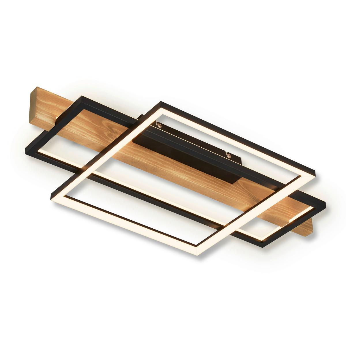 LAMPA SUFITOWA LED 3839014 CADRE 32 W - kolor dębowy/czarny, Natur, metal/drewno (55/30/8cm) - Briloner