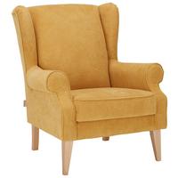 Ohrensessel in Gelb - Gelb/Naturfarben, Textil (82/95/48/85cm) - Mömax