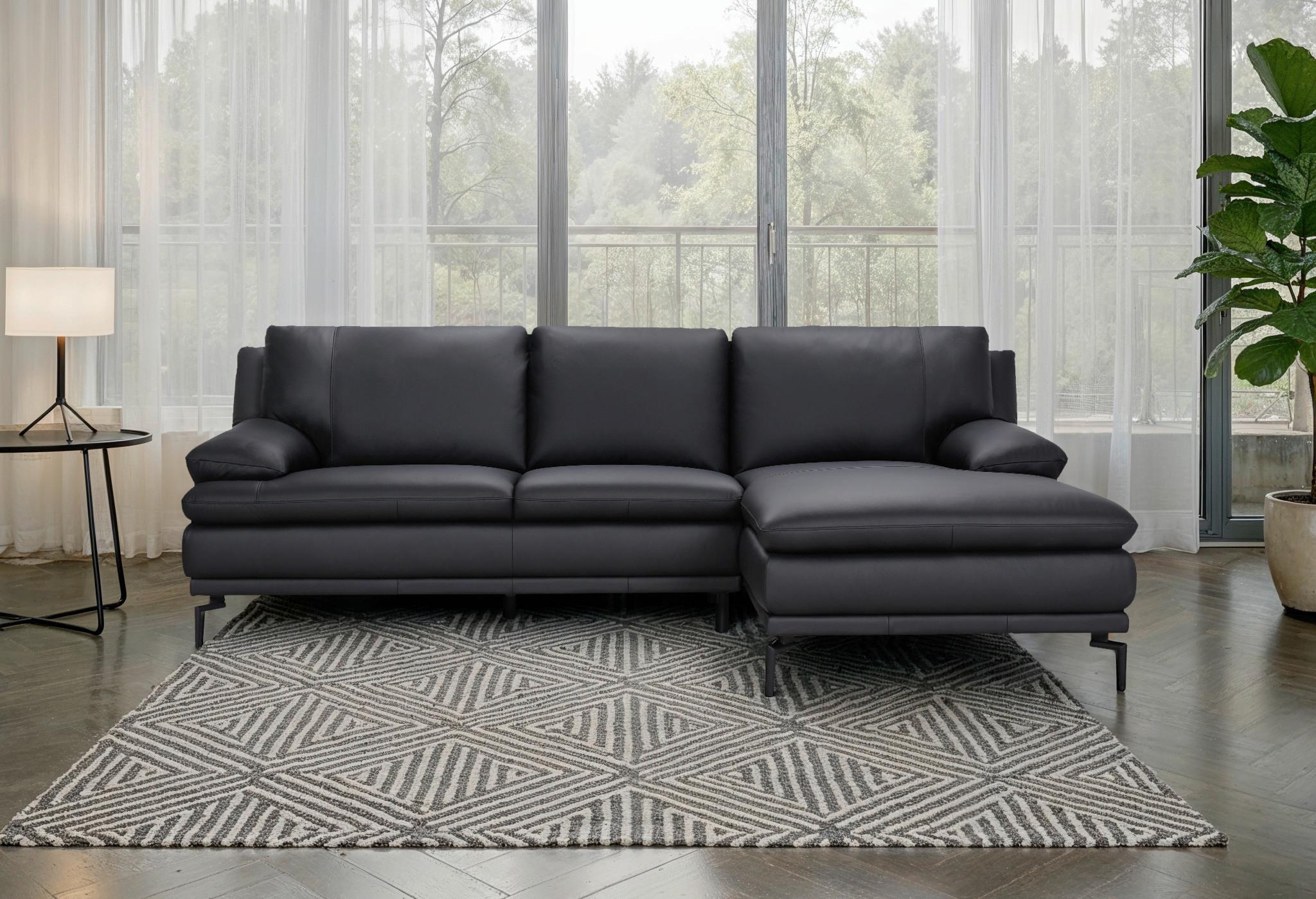 NAROŻNIK FIORA - czarny, Design, skóra (248/158cm) - P & B
