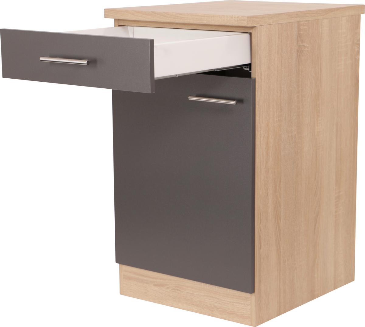 Kuhinjska Spodnja Omarica Merle, Barva Hrasta, Siva - srebrne barve/siva, Basics, kovina/leseni material (50/84,8/60cm) - Respekta