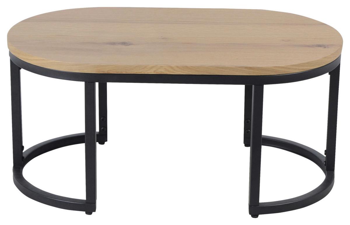 ZESTAW STOLIKÓW KAWOWYCH TROPEA -EXKLUSIV- - kolor dębowy/czarny, Konventionell, materiał drewnopochodny/metal (70/70/42cm) - Stylife