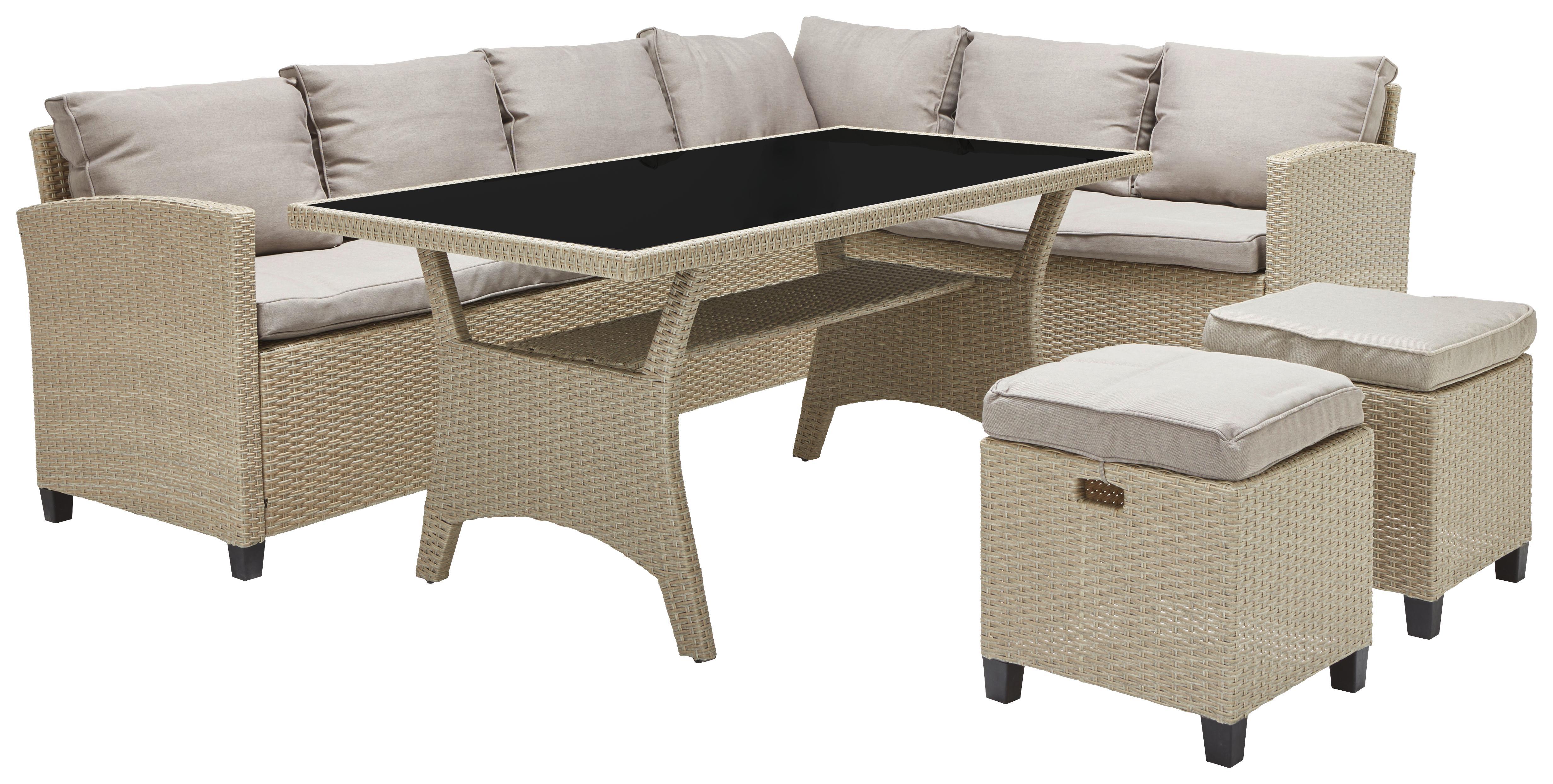 Loungegarnitur Liow in Beige - Beige/Braun, Glas/Kunststoff (235/175cm) - Mömax modern living