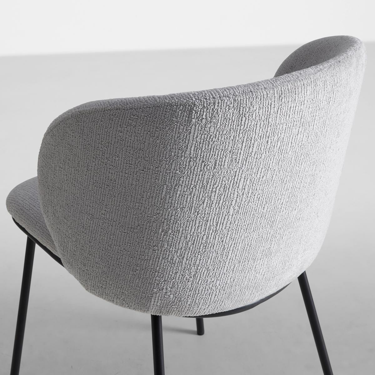 Stuhl Malea Hellgrau Chenille Gepolstert - Hellgrau/Schwarz, MODERN, Holz/Textil (49/76/55cm) - Bessagi Home