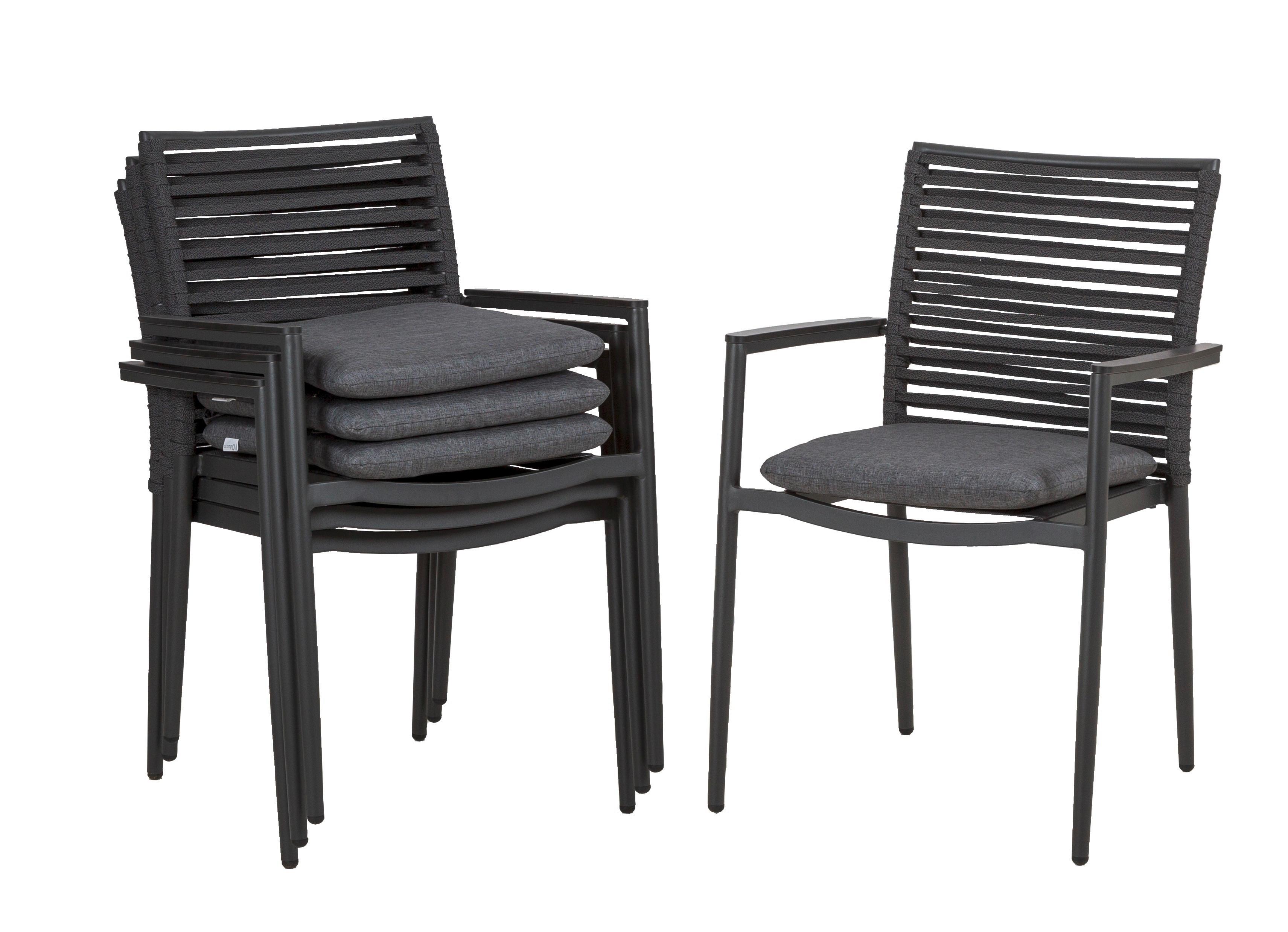 Vrtna Garnitura New Jersey, 5-Delni Set - temno siva/siva, Basics, kovina/umetna masa (120cm) - Gardenson