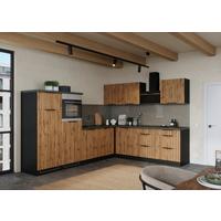 Eckküche Liverpool o. Geräte ca. 300x240cm Eiche - Schieferfarben/Eiche Wotan, Basics, Holzwerkstoff/Metall (300/240cm) - Held