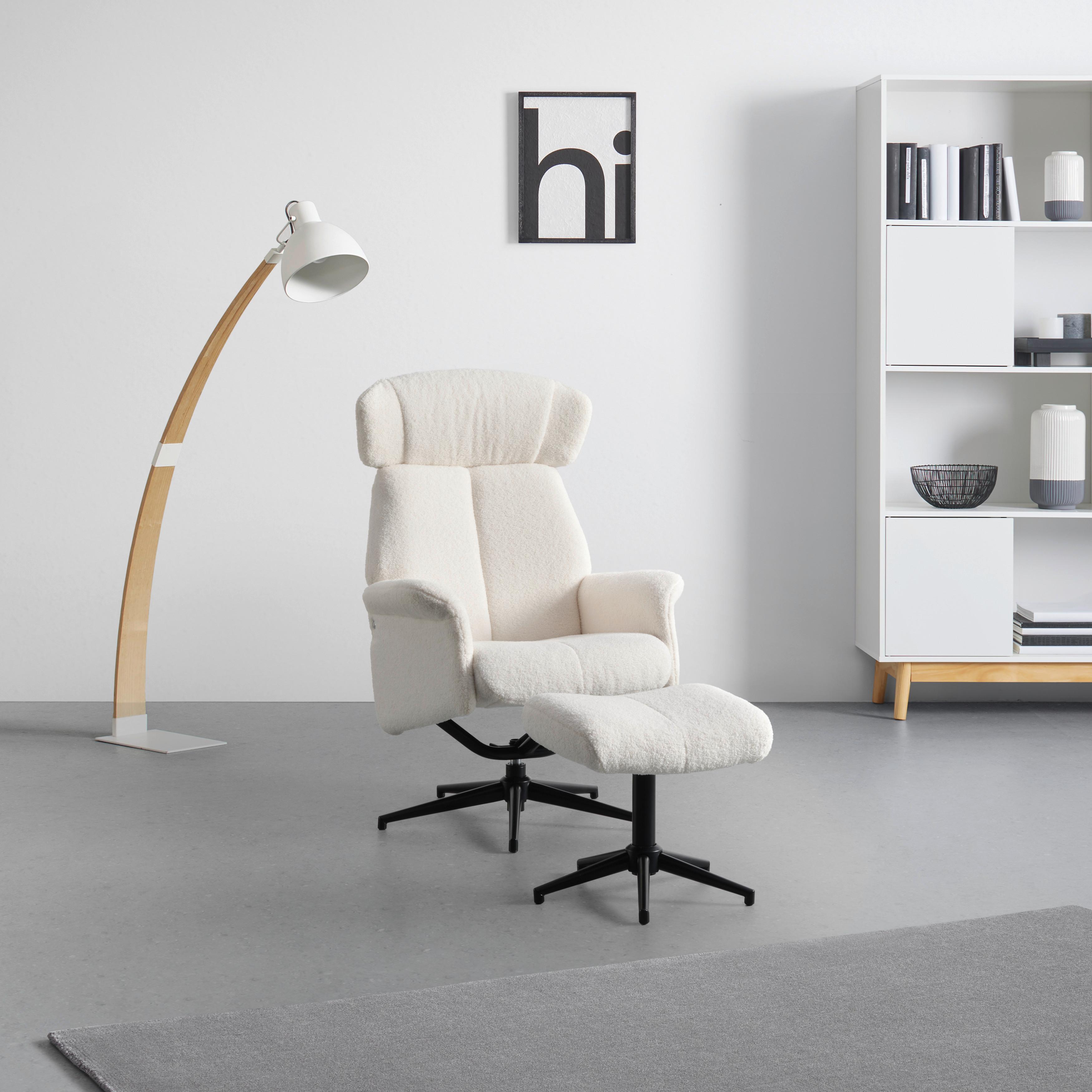 Relaxsessel Benni II in Weiß - Schwarz/Weiß, MODERN, Textil/Metall (76/97-109/76-107cm) - Mömax