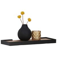 PÓŁKA ŚCIENNA RICKY - kolor dębowy/czarny, Basics, materiał drewnopochodny/metal (40/3/15cm) - Xora