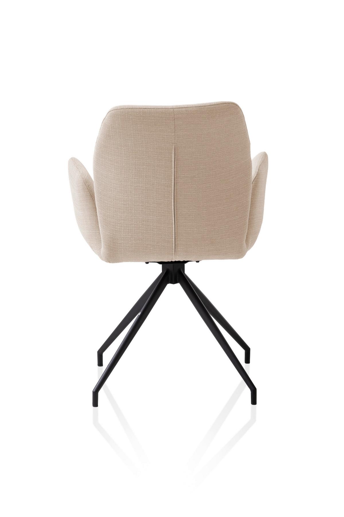 Naslanjač Hilda, Bež, Vrtljiv - črna/bež, Moderno, kovina/tekstil (59/88/58cm) - Livetastic