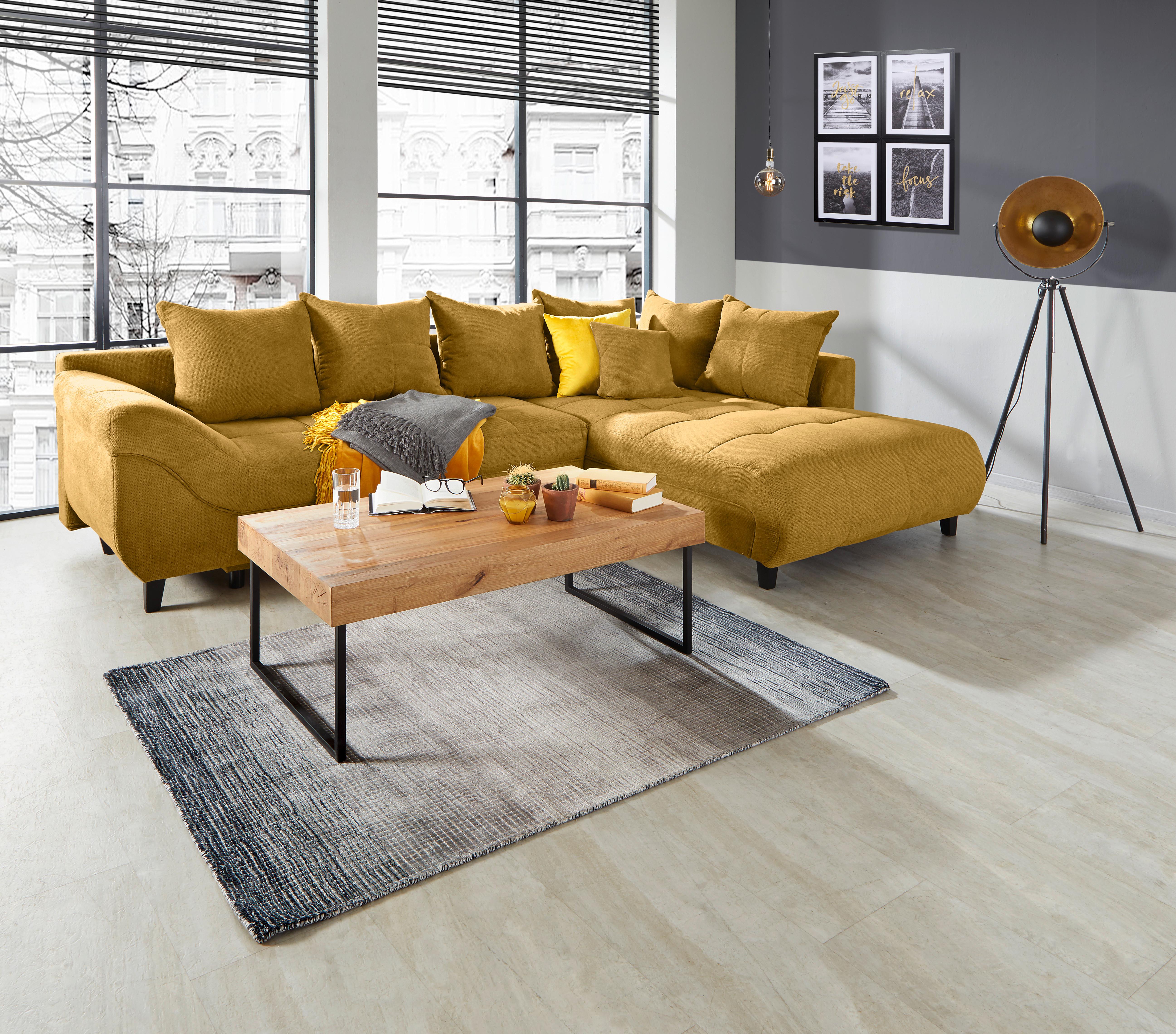 Kutna Garnitura Mendoza - siva/boje senfa, Design, tekstil/drvo (309/197cm) - Modern Living