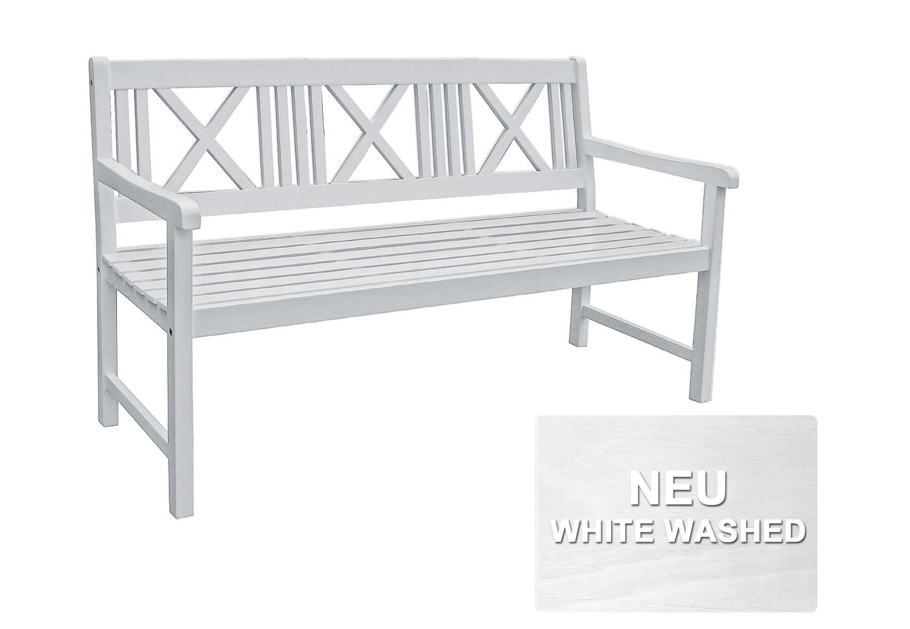 Gartenbank Malmö ca. 154x89x59 cm Holz Weiß - Basics, Holz (154/89/59cm) - Gardenson