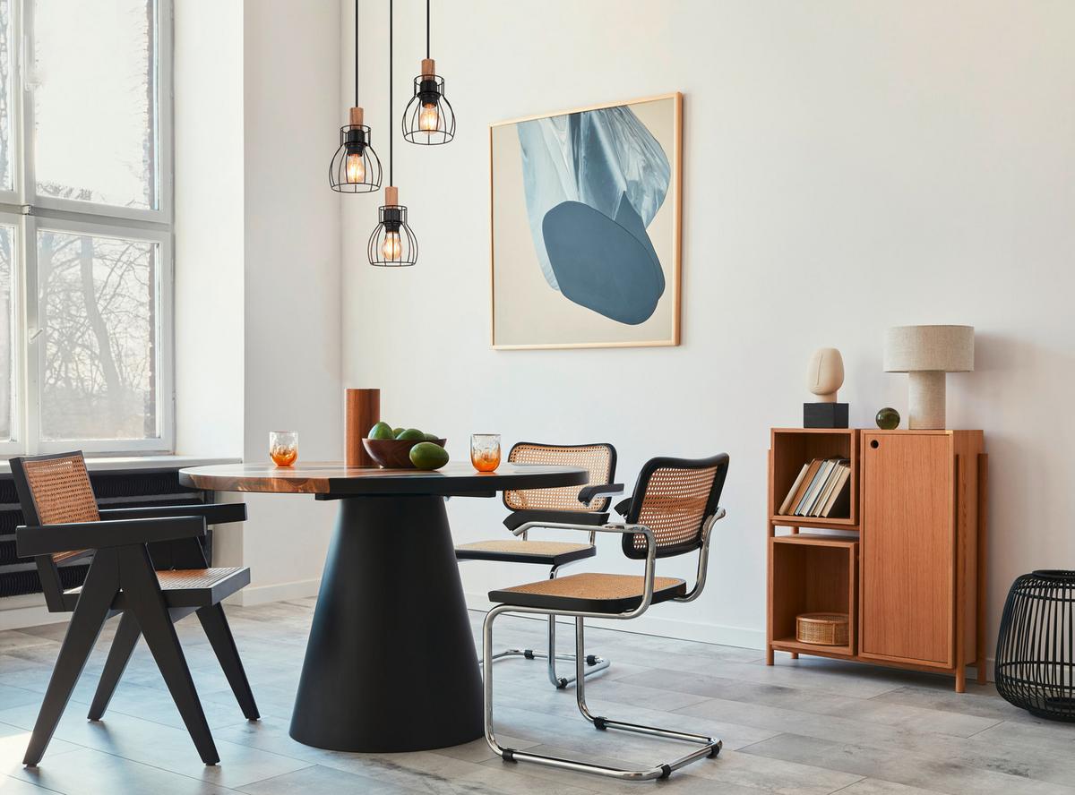 Hängeleuchte Mina max. 40 Watt - Dunkelbraun/Schwarz, KONVENTIONELL, Holz/Metall (35,5/120cm) - Globo