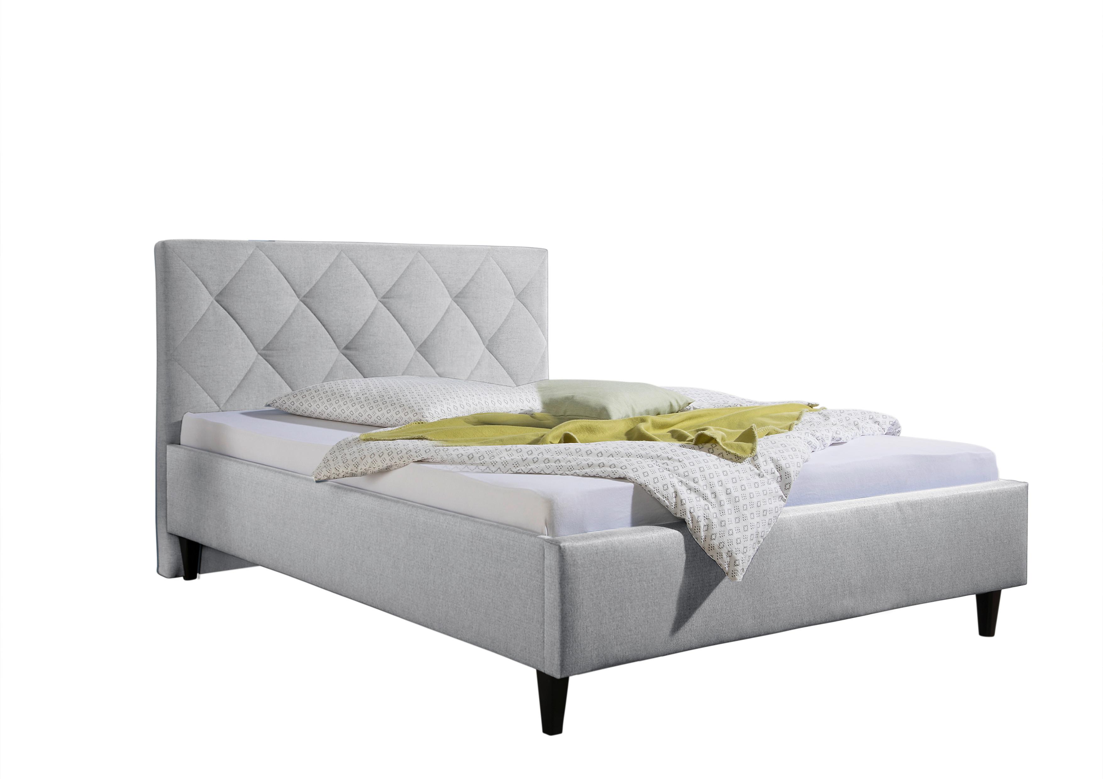 Polsterbett Aiken Hellgrau ca. 140x200 cm - Hellgrau/Schwarz, MODERN, Holz/Textil (140/200cm) - Livetastic