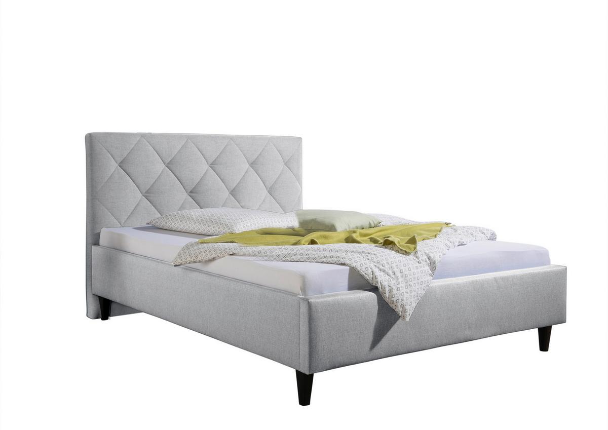 Polsterbett Aiken Hellgrau ca. 140x200 cm - Hellgrau/Schwarz, MODERN, Holz/Textil (140/200cm) - Livetastic
