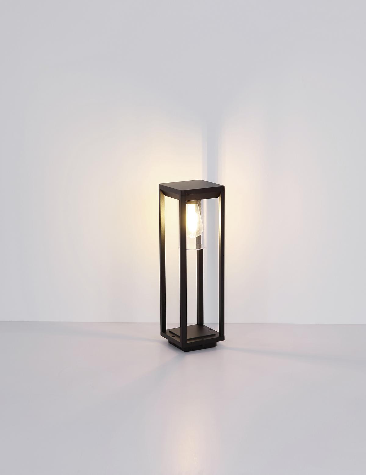 WEGELEUCHTE CANDELA H: 50 CM SCHWARZ - Klar/Schwarz, Basics, Kunststoff/Metall (15/15/50cm) - Globo