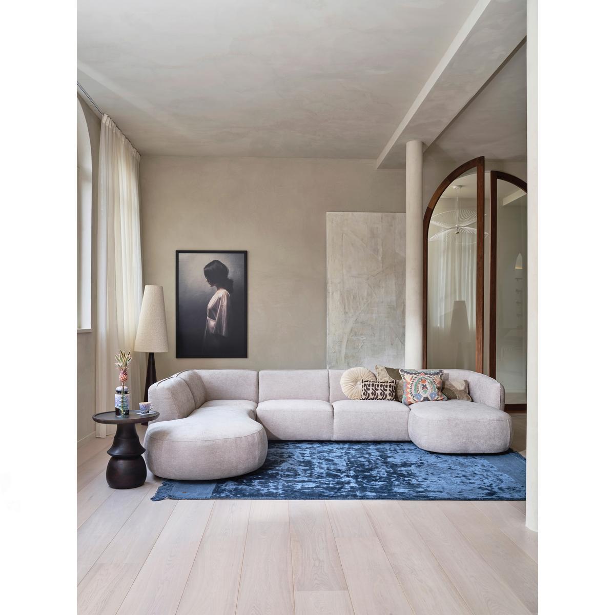 Wohnlandschaft Polly Sandfarben - Sandfarben/Schwarz, Design, Kunststoff/Textil (245/353/150cm) - Livetastic