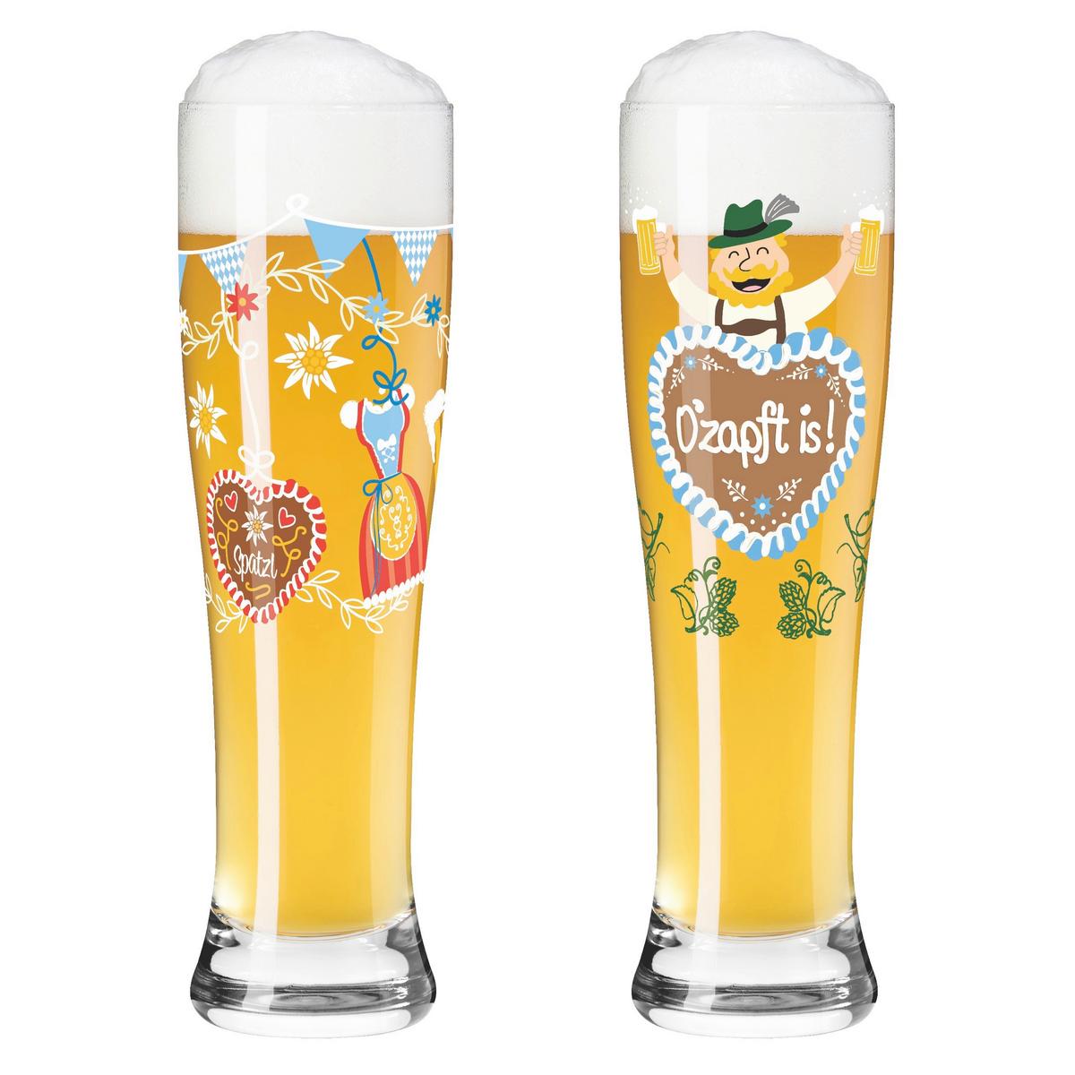 KOMPLET SZKŁA STOŁOWEGO 6021003 - zielony/czerwony, Basics, szkło (16,2/8,1/26,6cm) - Ritzenhoff