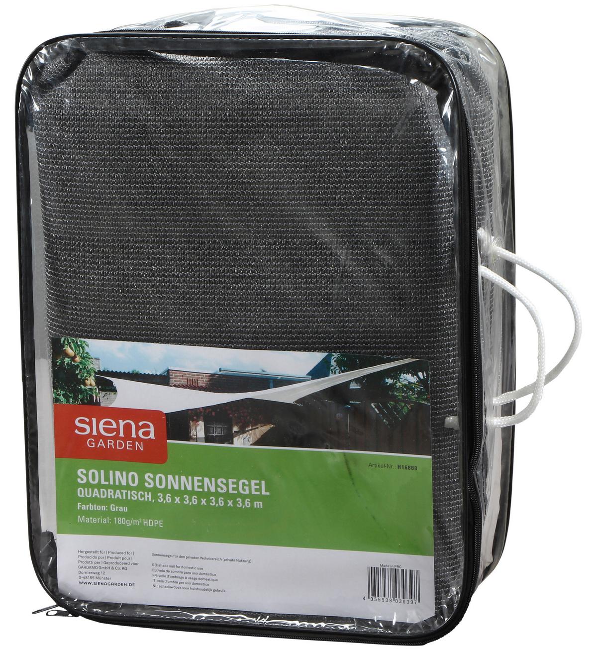 Gartensonnensege Solino ca. 360x360 cm Grau - Grau, KONVENTIONELL, Textil/Metall (360/360cm) - Siena Garden