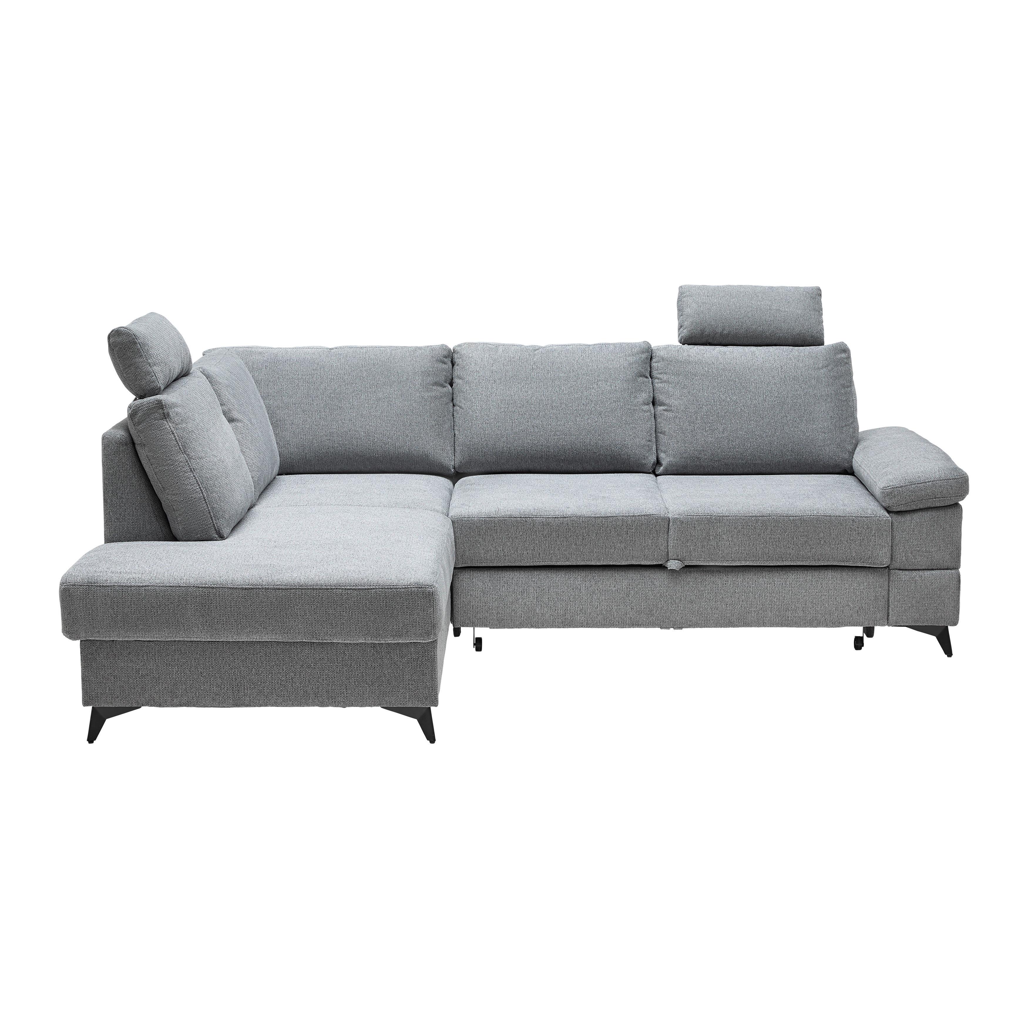 Ecksofa Sara Grau - Schwarz/Grau, MODERN, Textil/Metall (189/87-103/250cm) - Mömax
