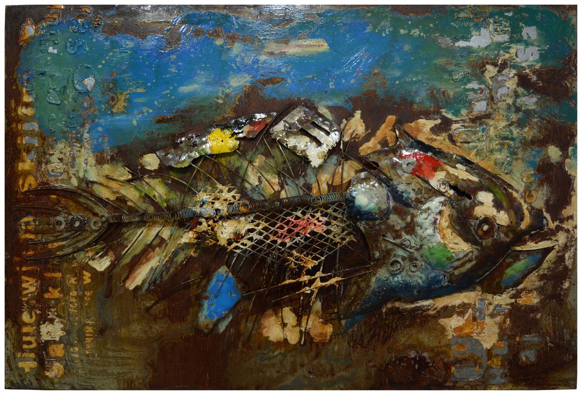 METALLBILD FISCH - Rostfarben, Lifestyle, Metall (80/120/5cm) - Kayoom