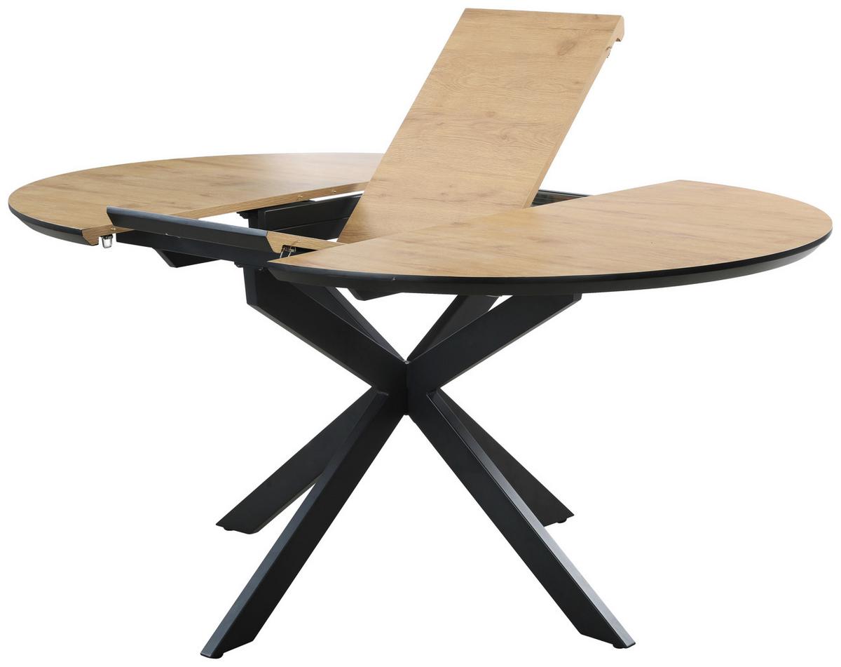 Masa ROTO - culoare lemn stejar/negru, Modern, metal/material pe bază de lemn (120+40/76/120cm) - Mömax