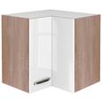 Eckoberschrank Weiß Hochglanz/Eiche - Edelstahlfarben/Eichefarben, MODERN, Holzwerkstoff/Metall (60/54/60cm) Eckoberschrank Weiß Hochglanz/Eiche - Edelstahlfarben/Eichefarben, MODERN, Holzwerkstoff/Metall (60/54/60cm)