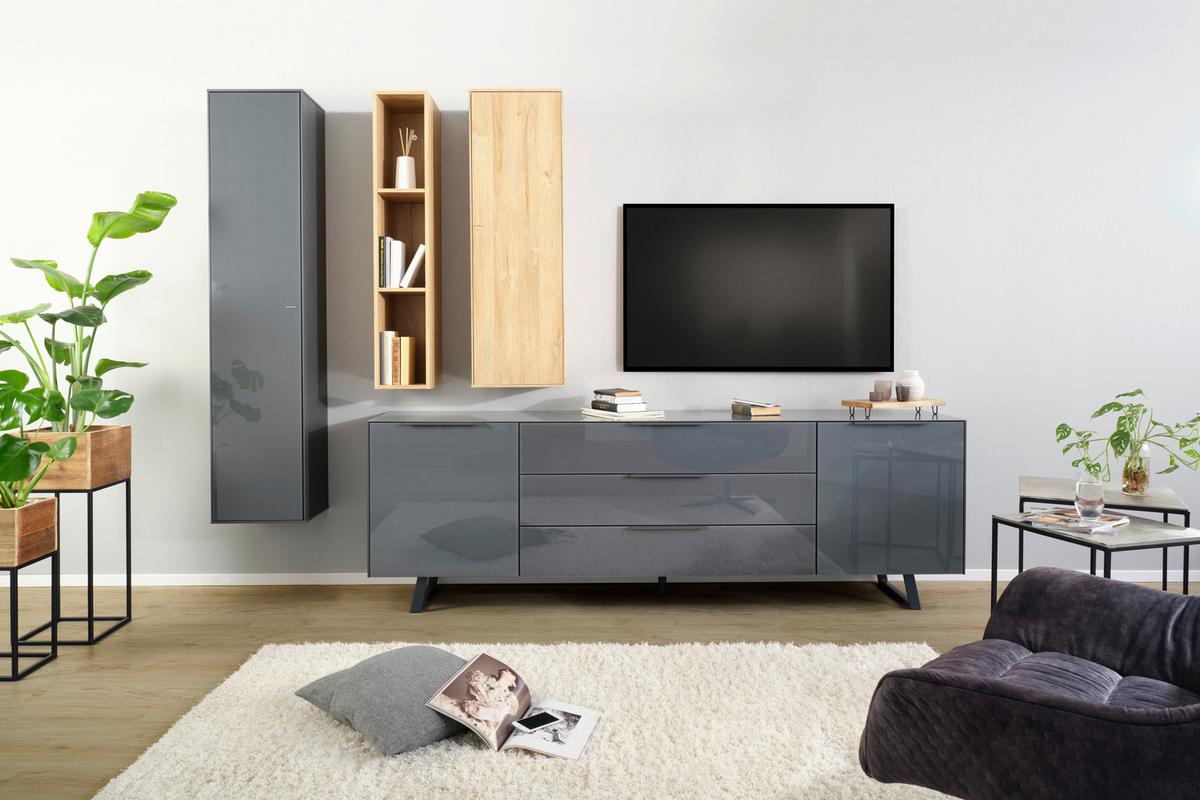 Hängeelement Max Box in Anthrazit - Anthrazit, MODERN, Glas/Holzwerkstoff (38/175/32cm) - Premium Living