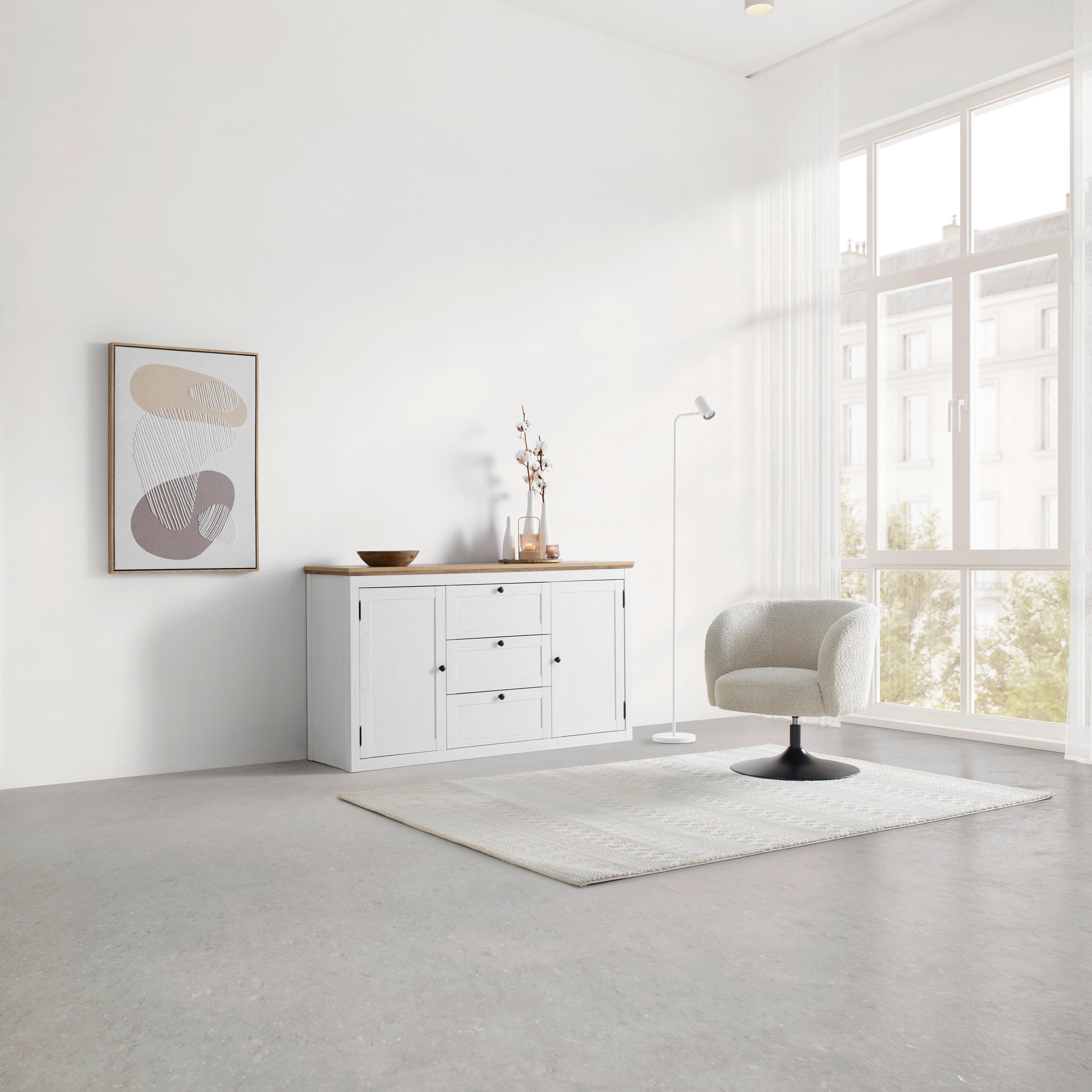 SIDEBOARD KORSIKA -EXKLUSIV- - vit/svart, Romantik / Lanthus, metall/trämaterial (150/85/43cm) - Mömax