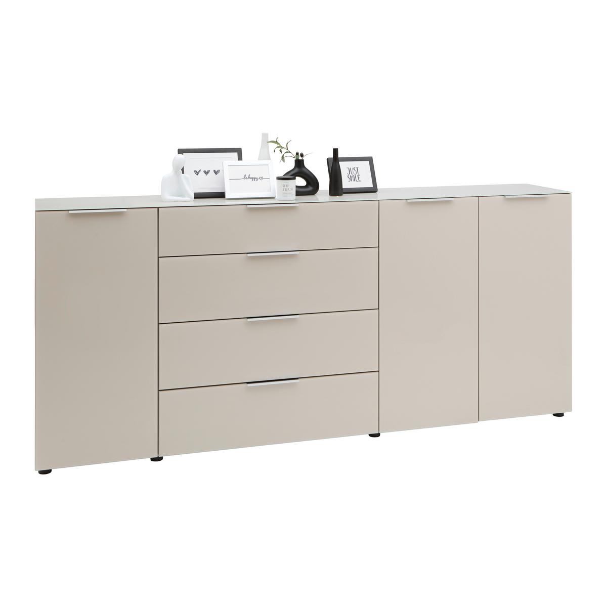 Sideboard Siena Kaschmirfarben - Chromfarben/Kaschmir, MODERN, Glas/Holzwerkstoff (226/99/40cm) - Mömax