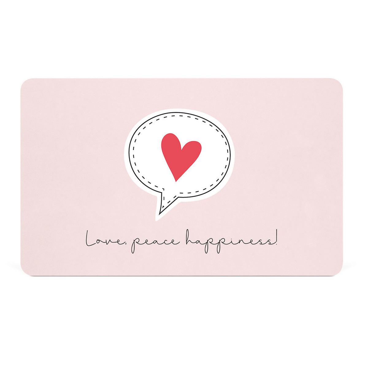 Schneidebrett Love Peace Happiness in Rosa - Rot/Schwarz, KONVENTIONELL (23,3/14,3/0,2cm)