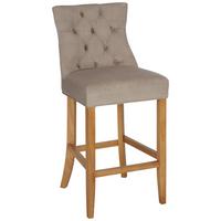 Barhocker aus Samt in Taupe - Taupe/Naturfarben, Lifestyle, Holz/Textil (51,5/110,5/62,5cm) - Mömax