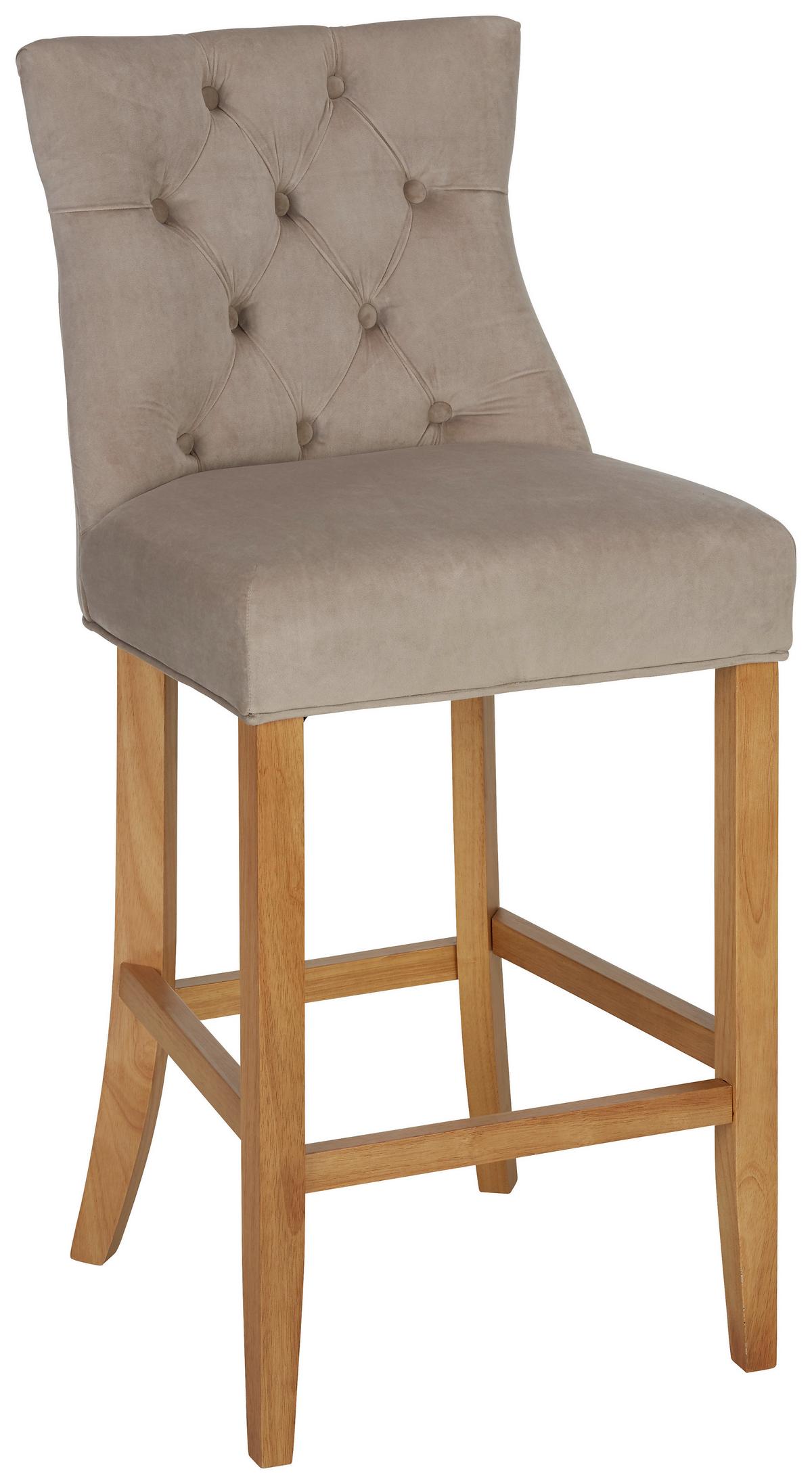 Barhocker aus Samt in Taupe - Taupe/Naturfarben, Lifestyle, Holz/Textil (51,5/110,5/62,5cm) - Mömax