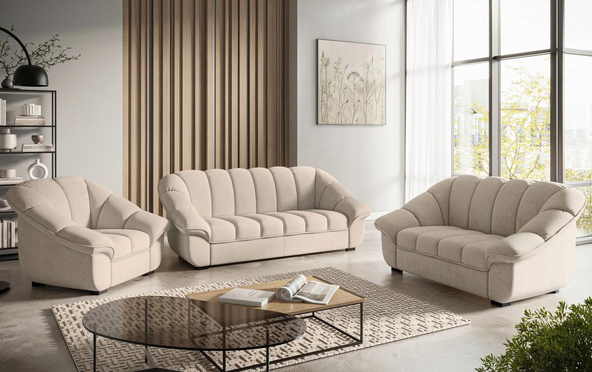 Háromüléses Kanapé Mado - bézs, Trend, textil (215/88/104cm)