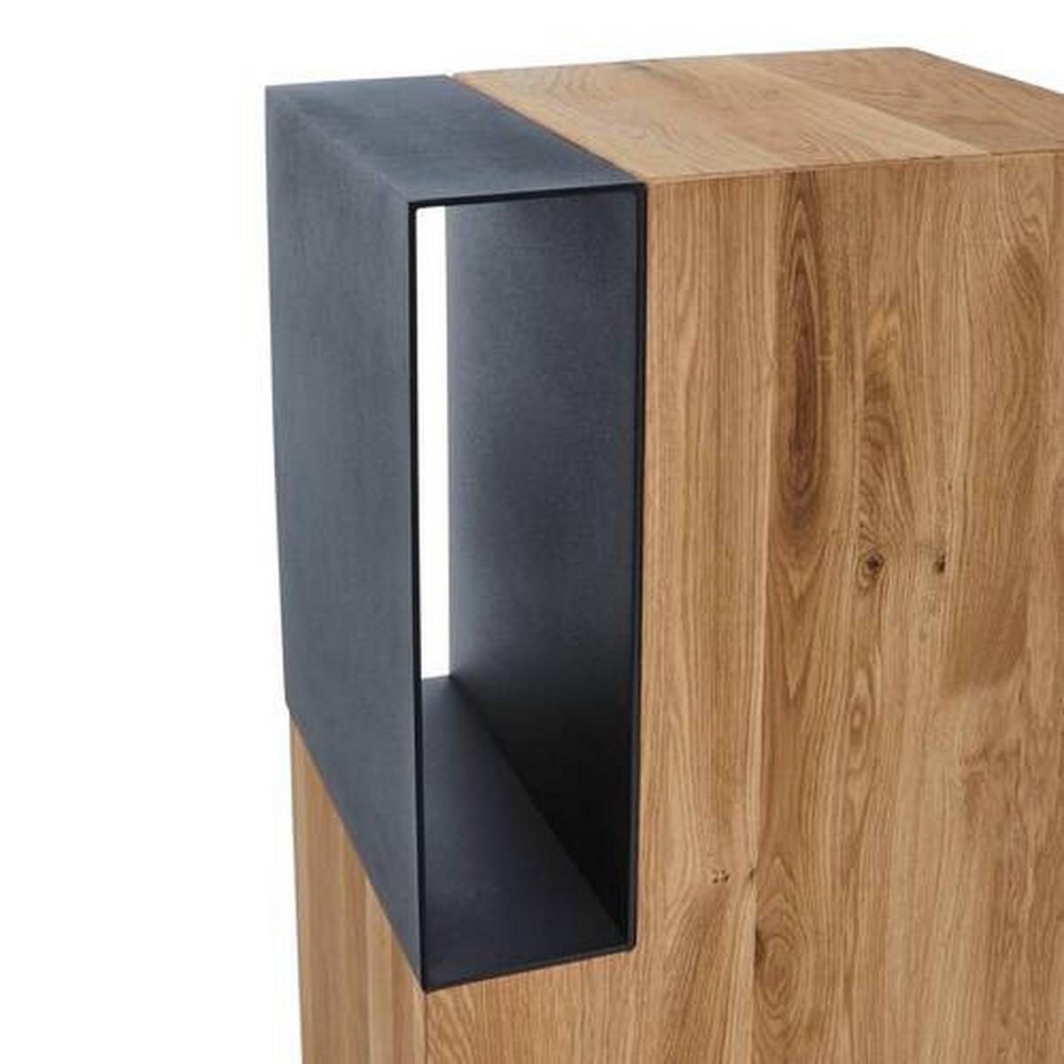 STOLIK BOCZNY TOWIL - kolor dębowy/czarny, Natur, metal/drewno (38/28/60cm) - Valnatura