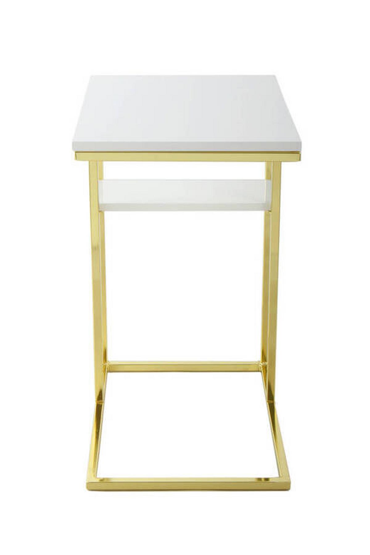 BEISTELLTISCH 7SR5F-GLD - Weiss/Goldfarben, Modern, Metall (48/35/62cm) - Kayoom