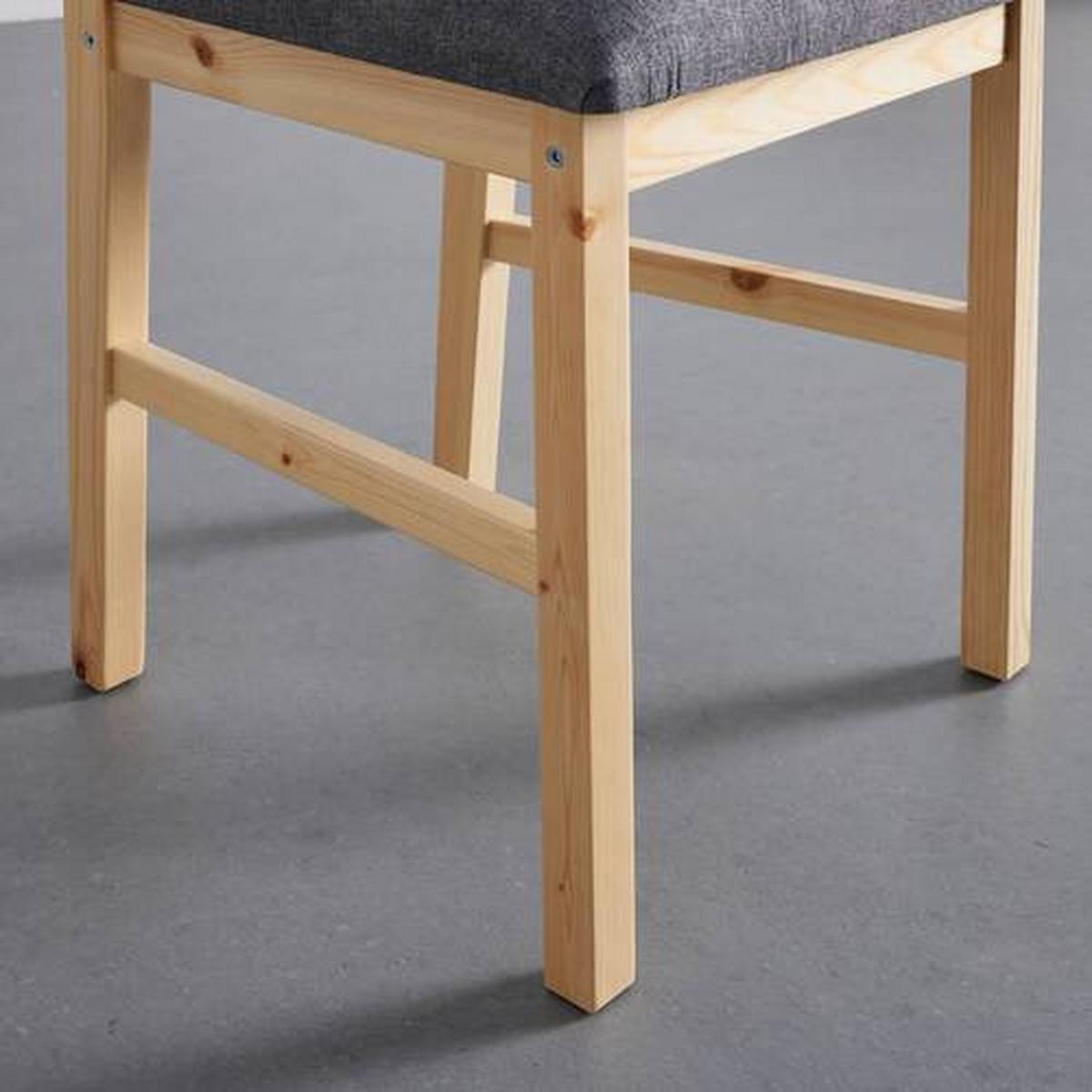 ZESTAW KRZESEŁ NICOLAS - szary/kolor sosnowy, Modern, drewno/tkanina (41/85/45cm) - Bessagi Home