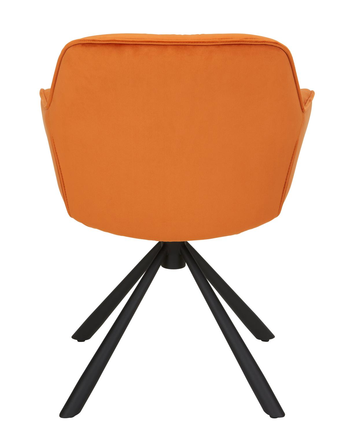 Armlehnstuhl Eileen aus Samt in Orange - Schwarz/Orange, Lifestyle, Textil/Metall (68/86/64cm) - Premium Living